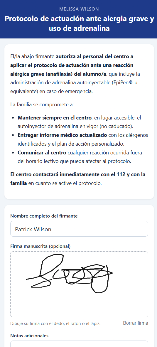 Captura en el móvil del módulo Autorizaciones de isiscampus